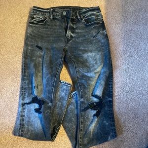 American Eagle Charcoal Distressed Stretch Jeans